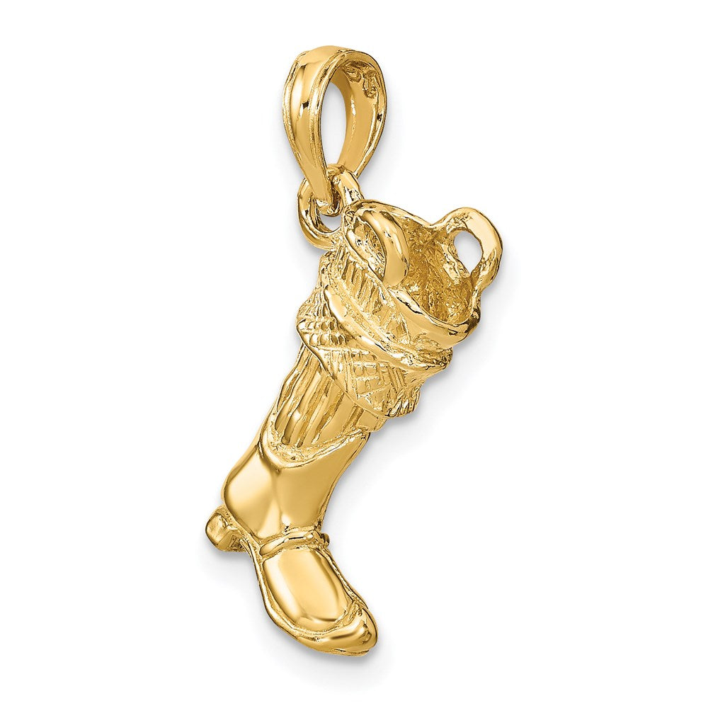 14k Yellow Gold 3-D Large Firefighter Boot Pendant