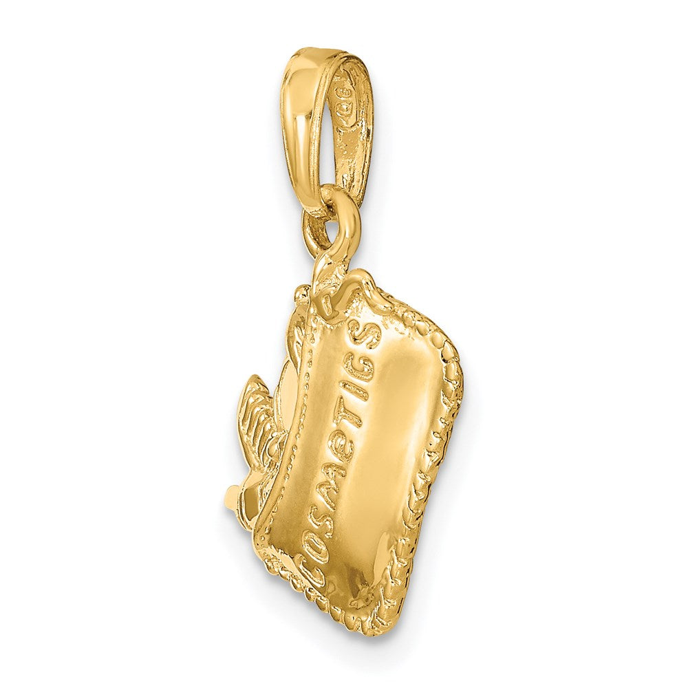 14k Yellow Gold Satin 3-D Cosmetic Pouch Pendant
