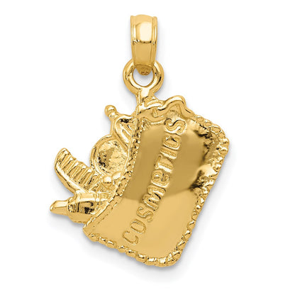 14k Yellow Gold Satin 3-D Cosmetic Pouch Pendant