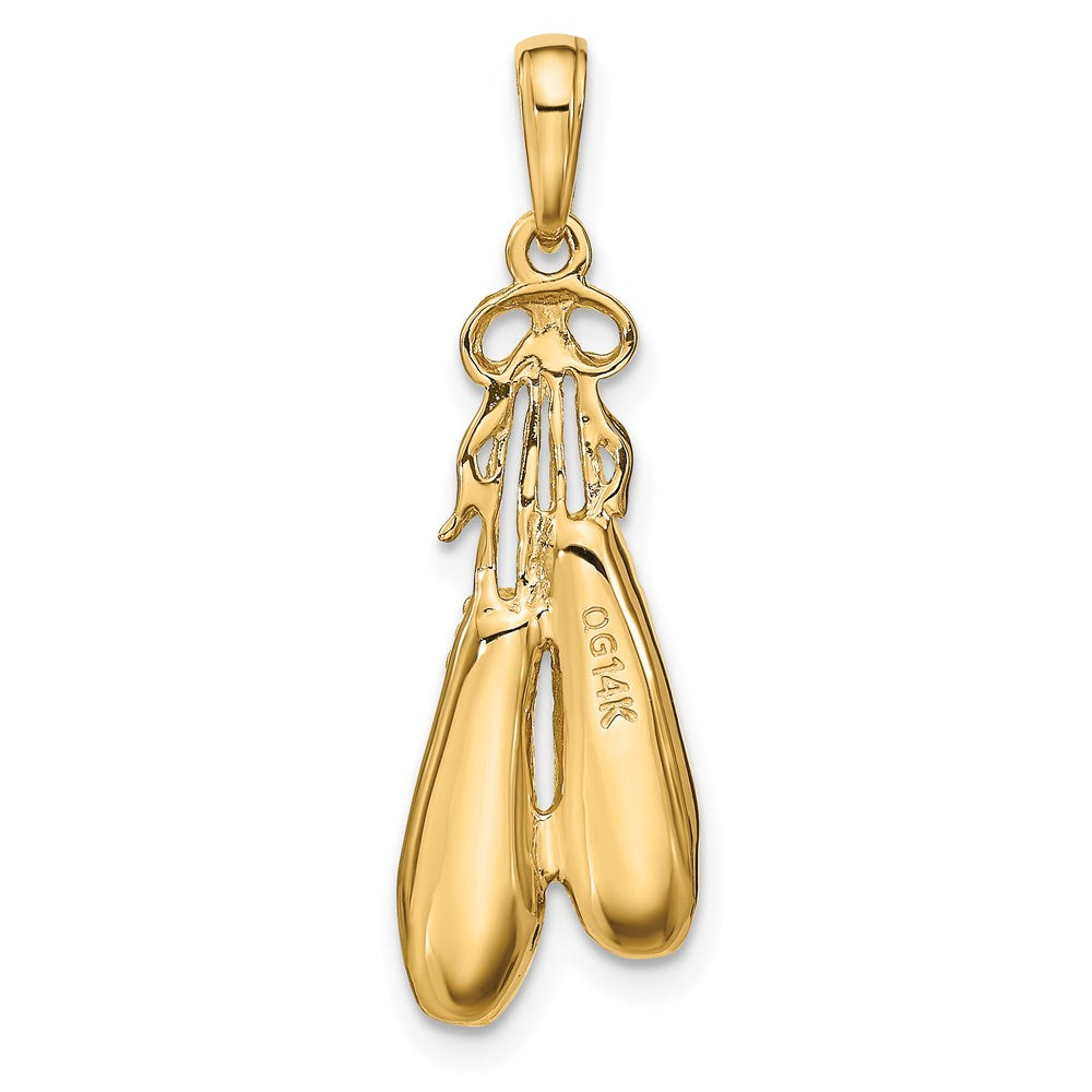 14k Yellow Gold Solid Satin Polished Ballet Slippers Pendant