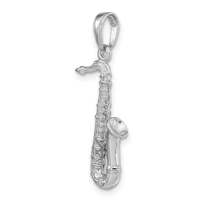 14k White Gold Solid Polished 3-D Saxophone Charm