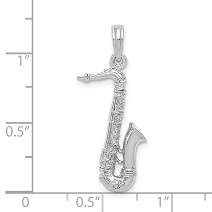 14k White Gold Solid Polished 3-D Saxophone Charm