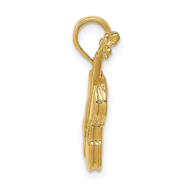 14k Yellow Gold Polished Solid 3-D Violin Pendant