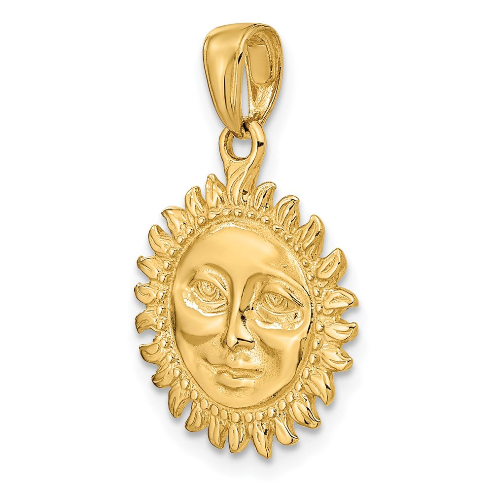 14k Yellow Gold Solid Polished Reversible Sun Pendant