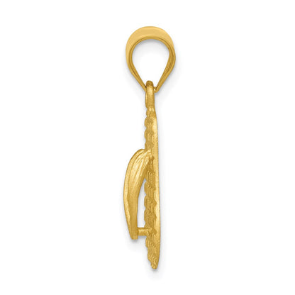 14k Yellow Gold  3D Solid Polished Sandals Pendant