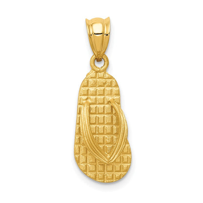 14k Yellow Gold  3D Solid Polished Sandals Pendant