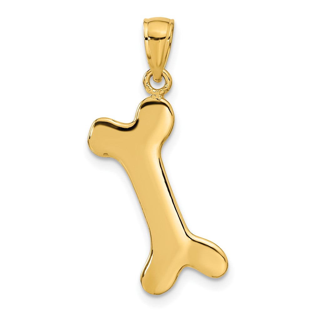 14k Yellow Gold Solid Polished Dog Bone Charm