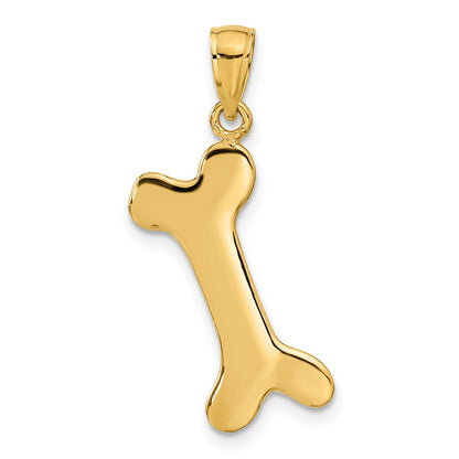 14k Yellow Gold Solid Polished Dog Bone Charm