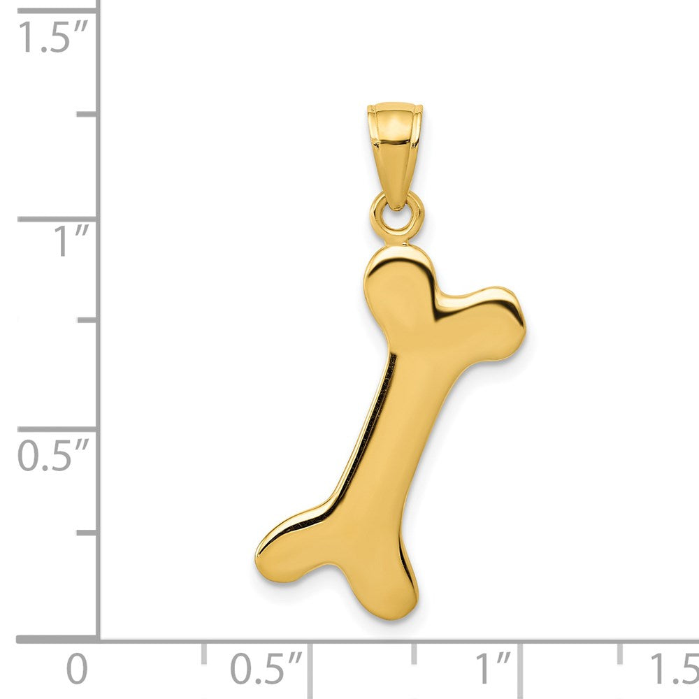 14k Yellow Gold Solid Polished Dog Bone Charm