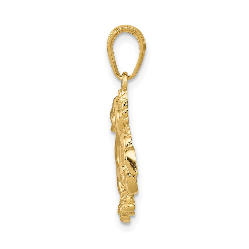14k Yellow Gold Solid Polished Dragon Pendant
