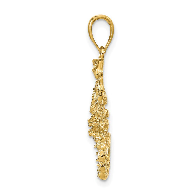 14k Yellow Gold Solid Polished Open-Backed Scorpion Pendant