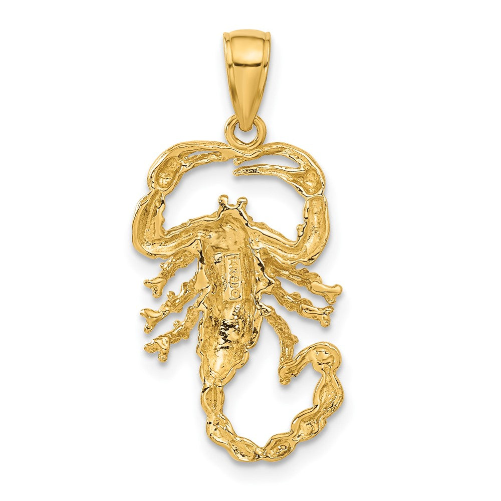 14k Yellow Gold Solid Polished Open-Backed Scorpion Pendant