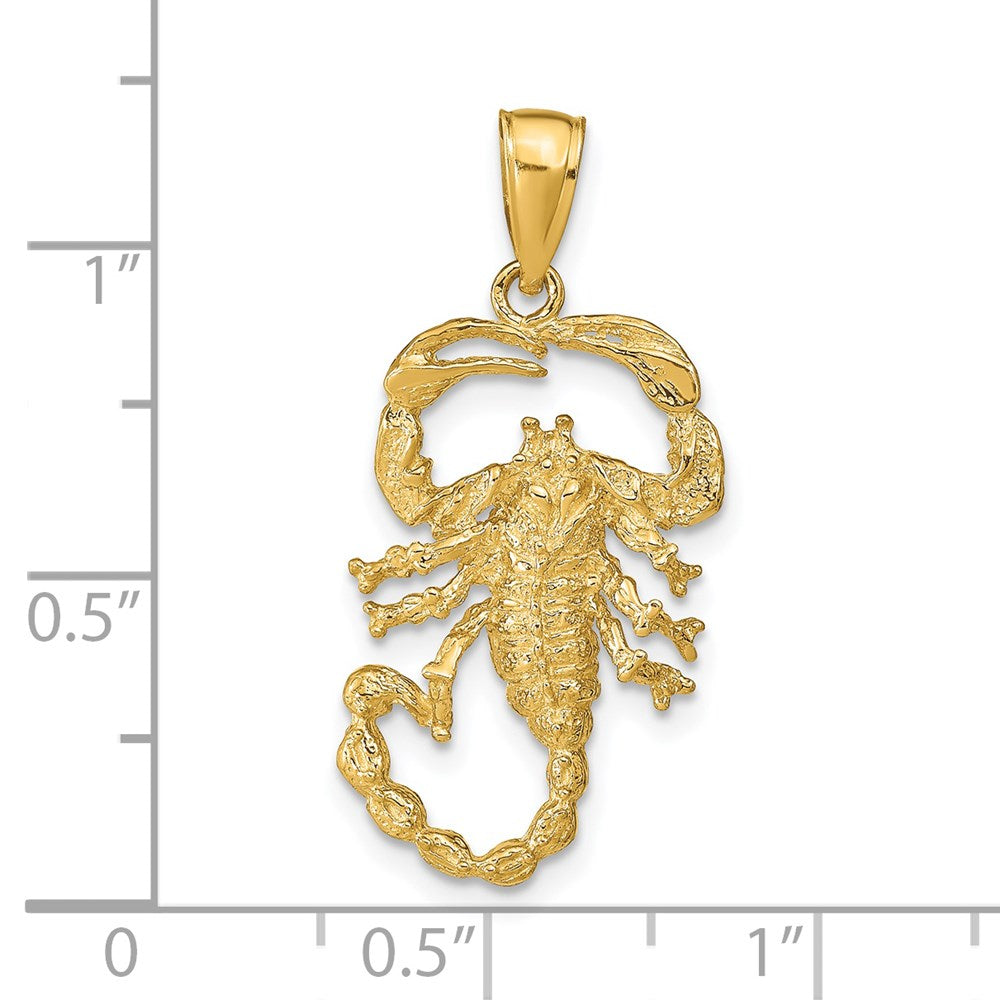 14k Yellow Gold Solid Polished Open-Backed Scorpion Pendant