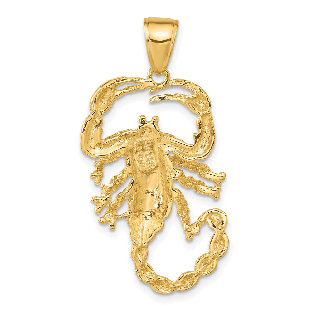 14k Yellow Gold Solid Polished Open-Backed Scorpion Pendant