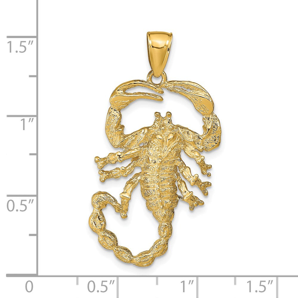 14k Yellow Gold Solid Polished Open-Backed Scorpion Pendant