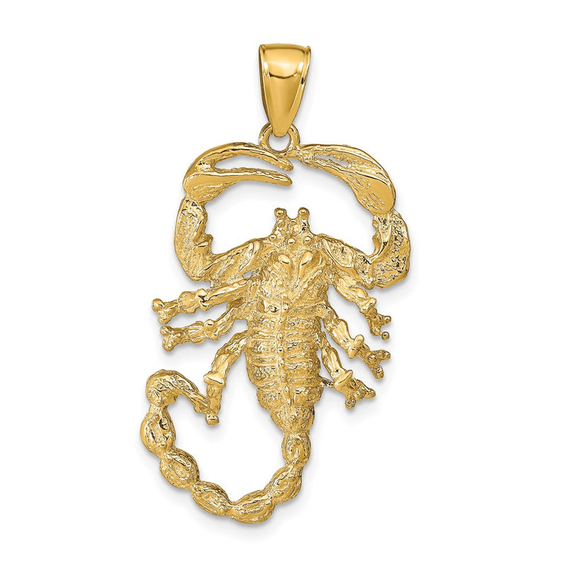 14k Yellow Gold Solid Polished Open-Backed Scorpion Pendant