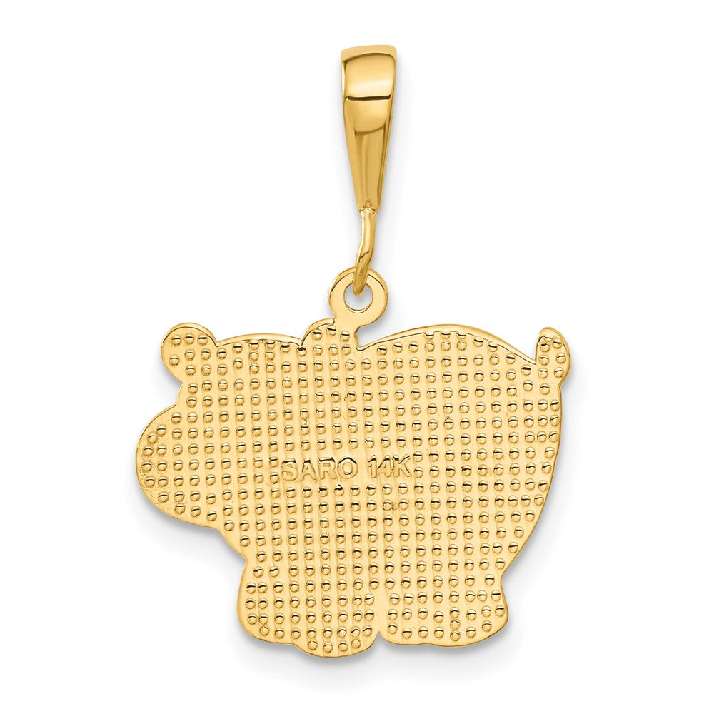 14k Yellow Gold Polished Hippo Pendant