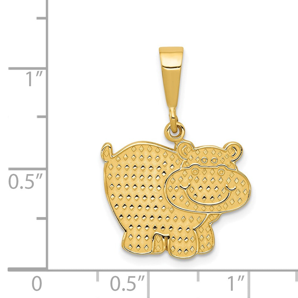 14k Yellow Gold Polished Hippo Pendant