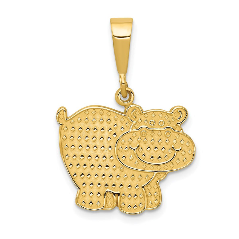 14k Yellow Gold Polished Hippo Pendant