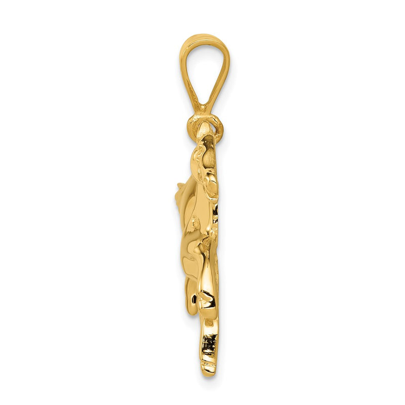 14k Yellow Gold Solid Polished Open-Backed Horse Pendant