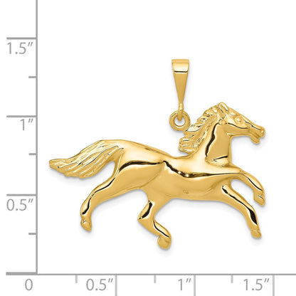 14k Yellow Gold Solid Polished Open-Backed Horse Pendant