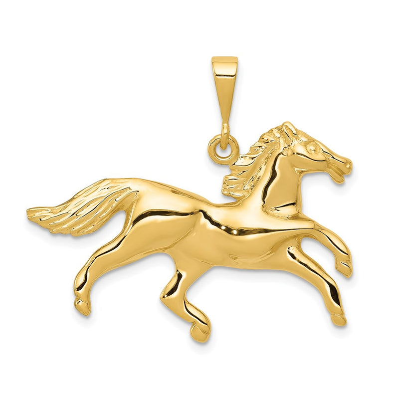 14k Yellow Gold Solid Polished Open-Backed Horse Pendant