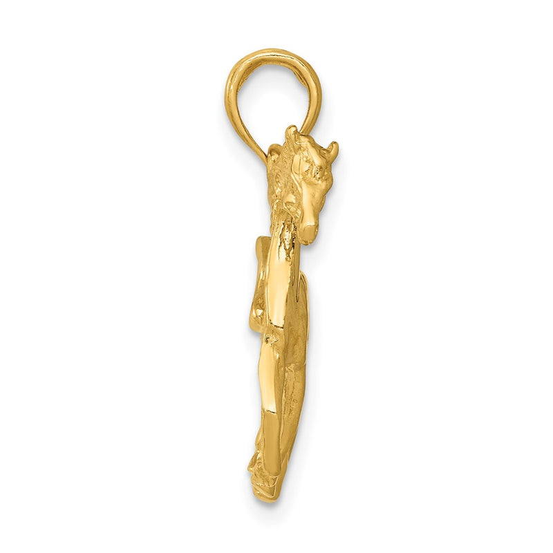 14k Yellow Gold Solid Polished Open-Backed Horse Pendant