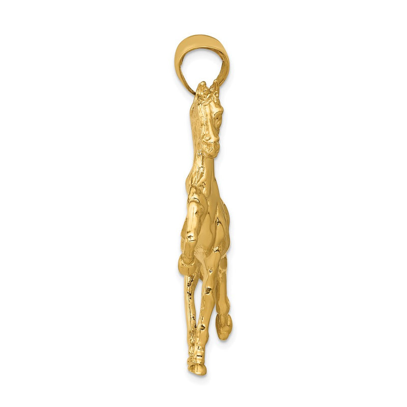 14k Yellow Gold Solid Polished Open-Backed Horse Pendant