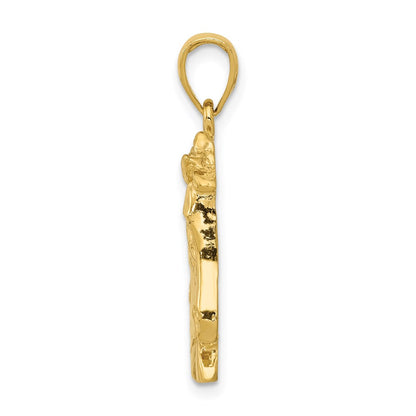 14k Yellow Gold Solid Polished Open-Backed Horse Head Pendant