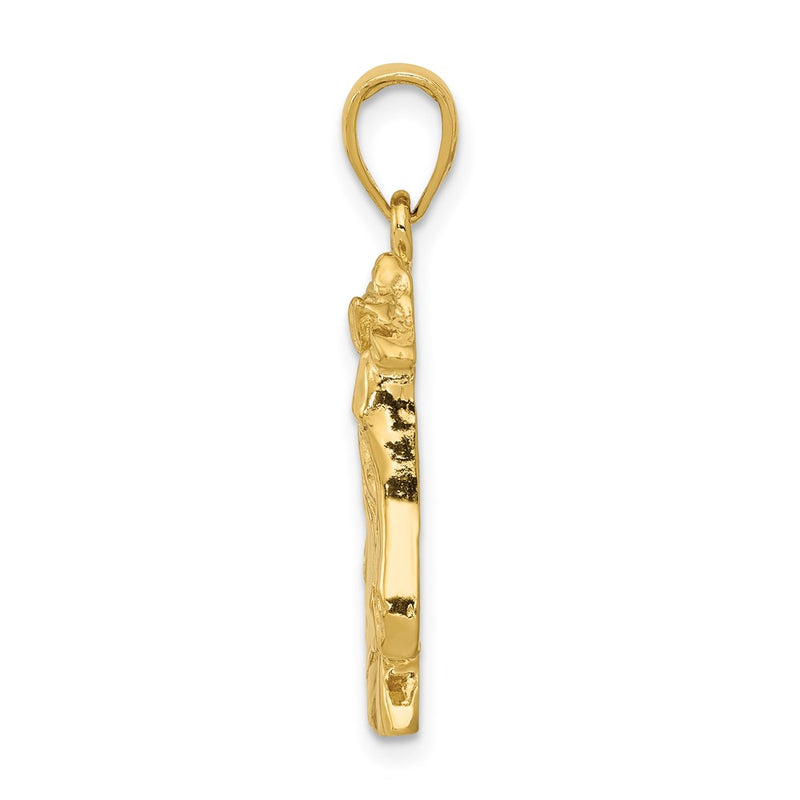 14k Yellow Gold Solid Polished Open-Backed Horse Head Pendant