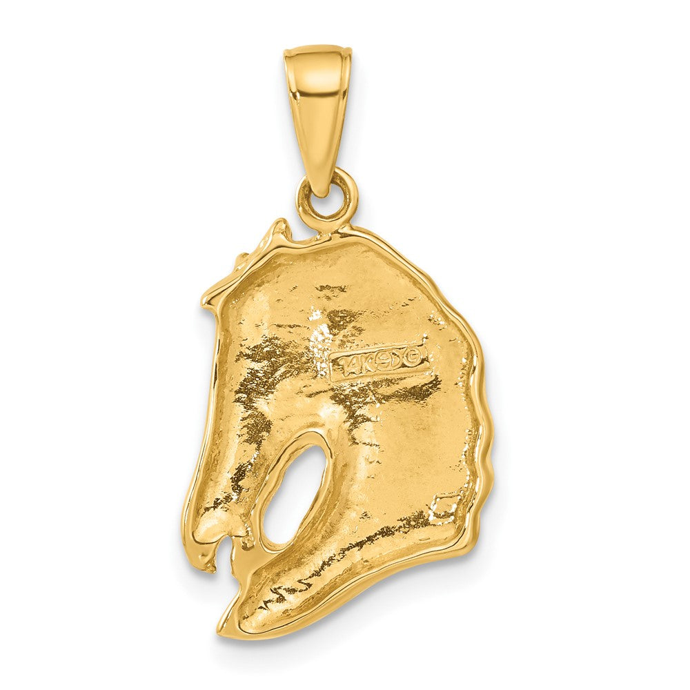 14k Yellow Gold Solid Polished Open-Backed Horse Head Pendant