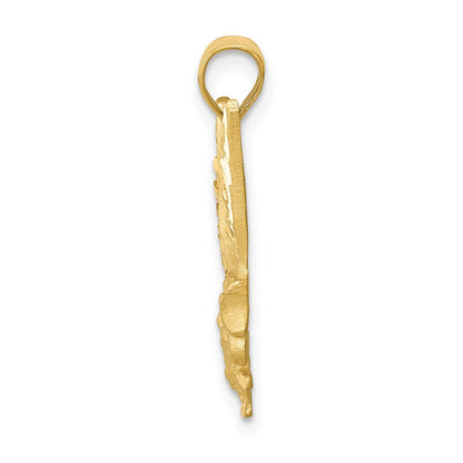 14k Yellow Gold Satin Diamond-cut Eagle Pendant