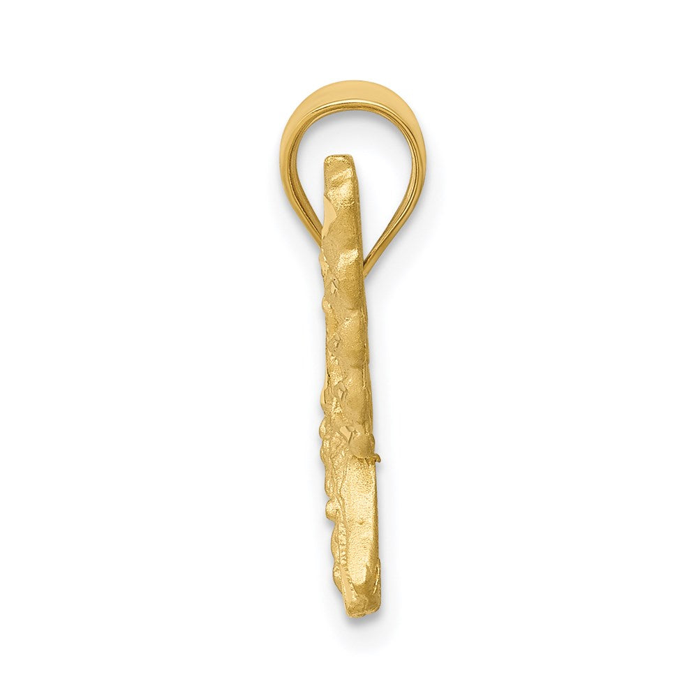 14k Yellow Gold Satin Diamond-cut Eagle Pendant