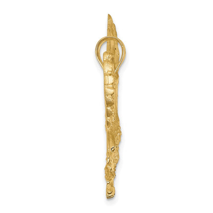 14k Yellow Gold Satin Diamond-cut Eagle Pendant