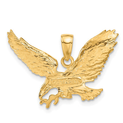 14k Yellow Gold Solid Polished Eagle Pendant