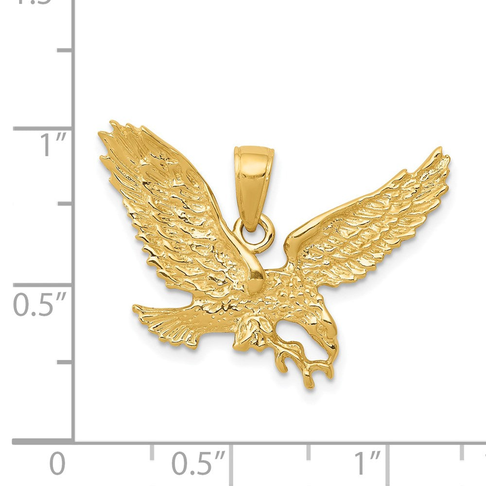 14k Yellow Gold Solid Polished Eagle Pendant