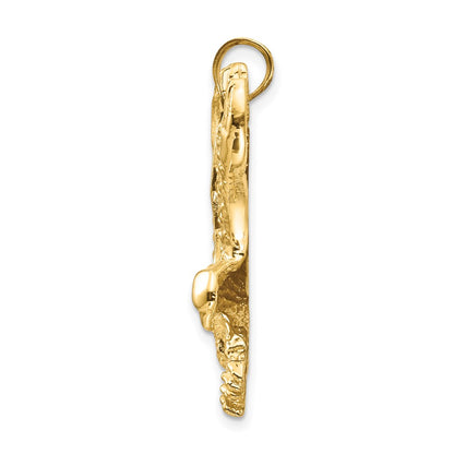 14k Yellow Gold Solid Polished Eagle Pendant