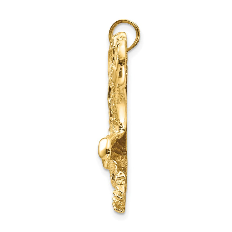 14k Yellow Gold Solid Polished Eagle Pendant