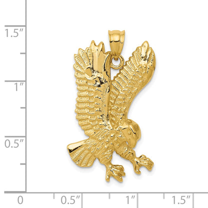 14k Yellow Gold Solid Polished Eagle Pendant