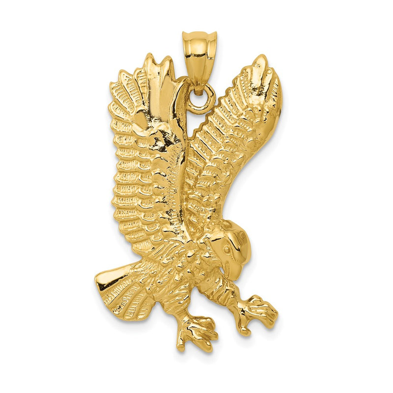 14k Yellow Gold Solid Polished Eagle Pendant