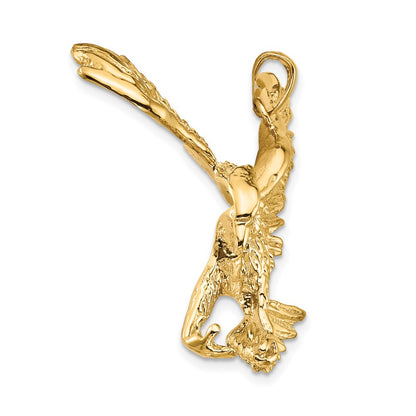 14k Yellow Gold Solid Polished Eagle Pendant
