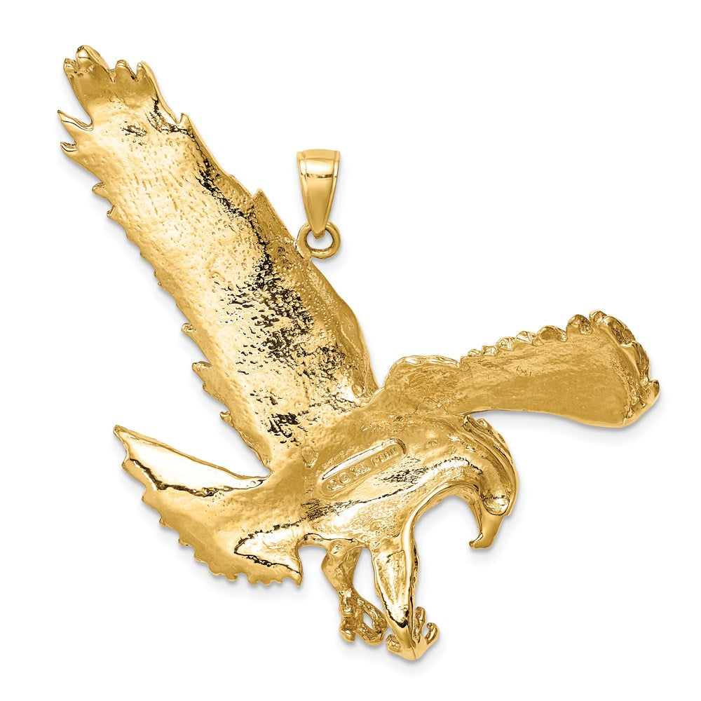14k Yellow Gold Solid Polished Eagle Pendant