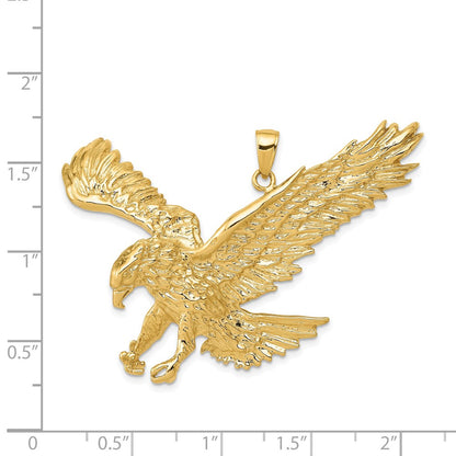 14k Yellow Gold Solid Polished Eagle Pendant
