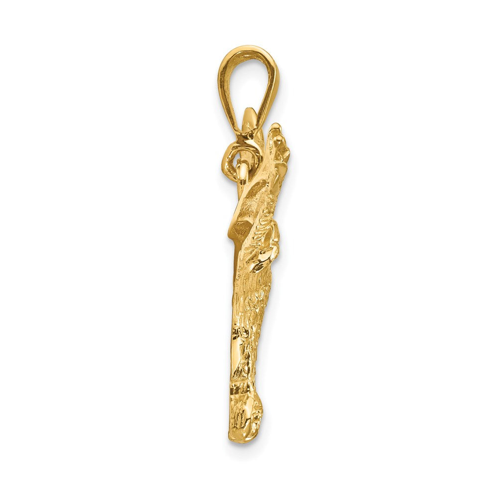 14k Yellow Gold Solid Polished Eagle Pendant