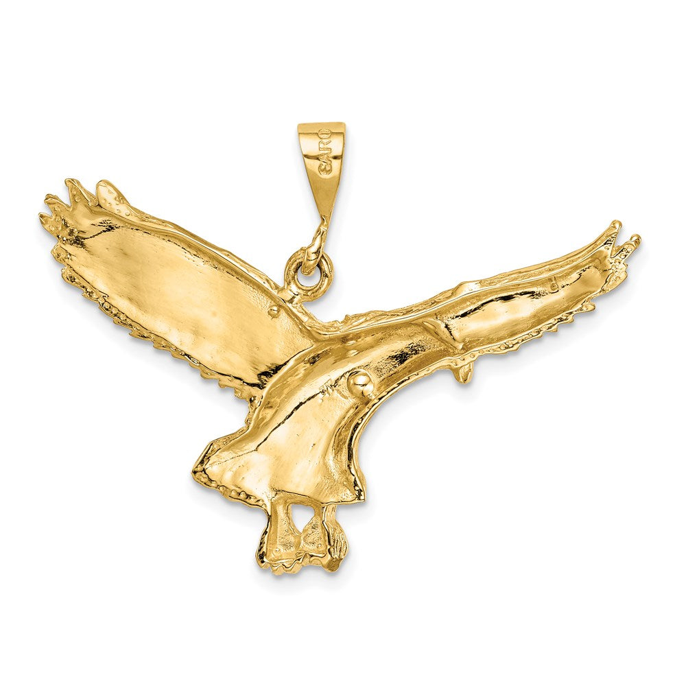 14k Yellow Gold Solid Polished Eagle Pendant