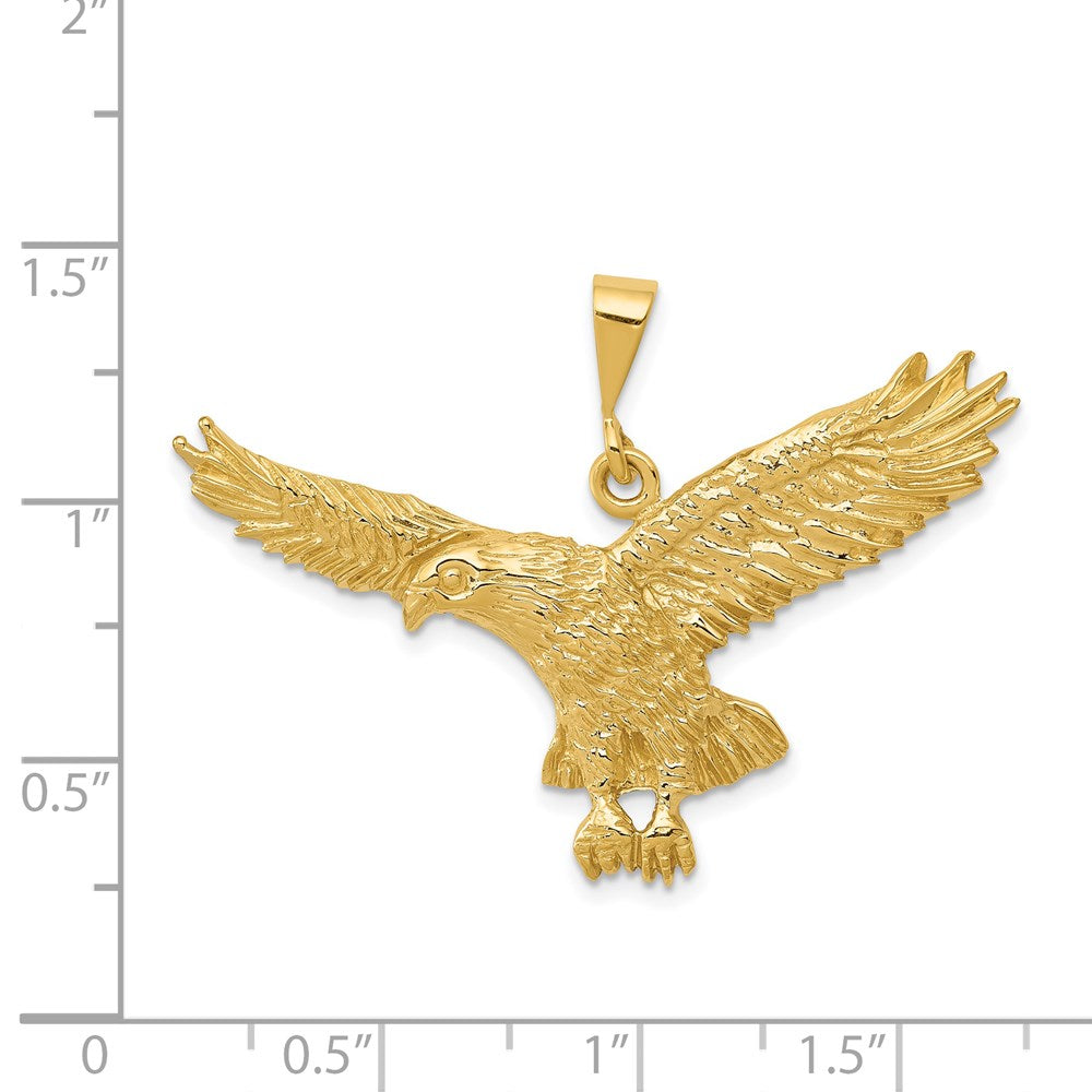 14k Yellow Gold Solid Polished Eagle Pendant