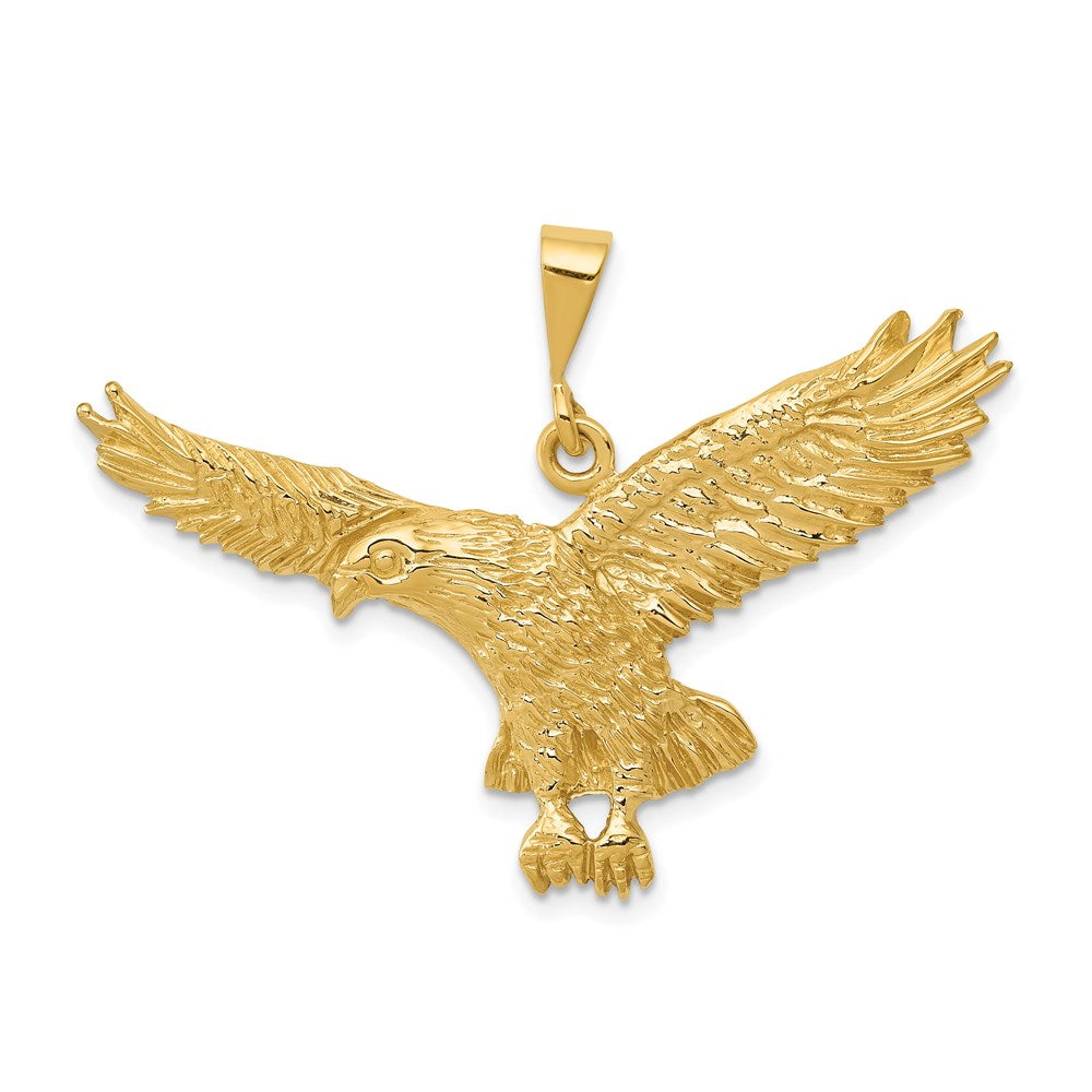 14k Yellow Gold Solid Polished Eagle Pendant