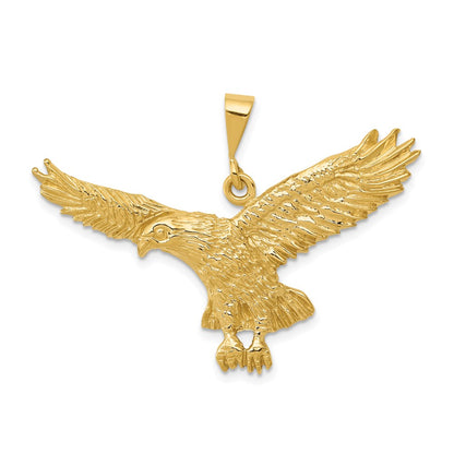 14k Yellow Gold Solid Polished Eagle Pendant