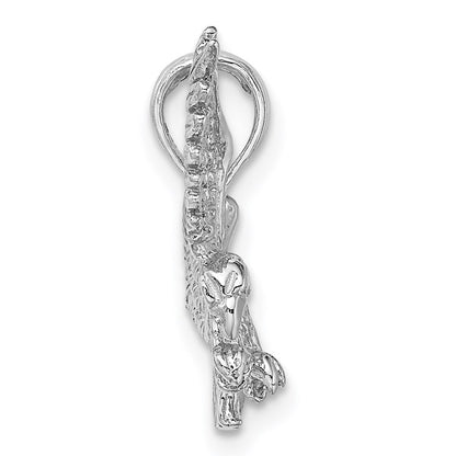 14k White Gold Textured Eagle Landing Charm