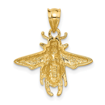 14k Yellow Gold Solid Open-Backed Bee Pendant